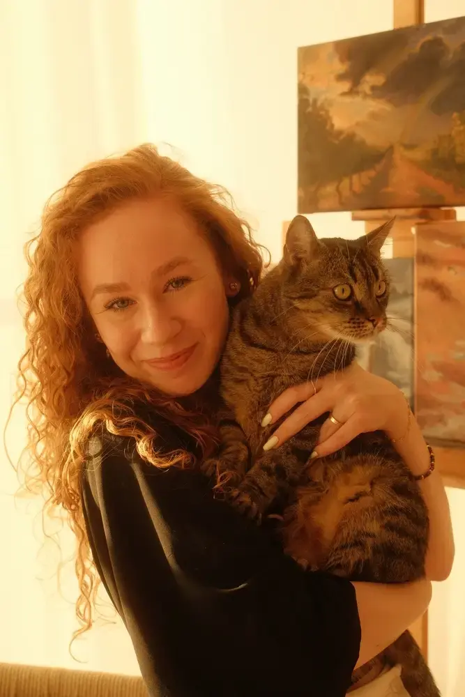 Sylwia Kucab z kotem